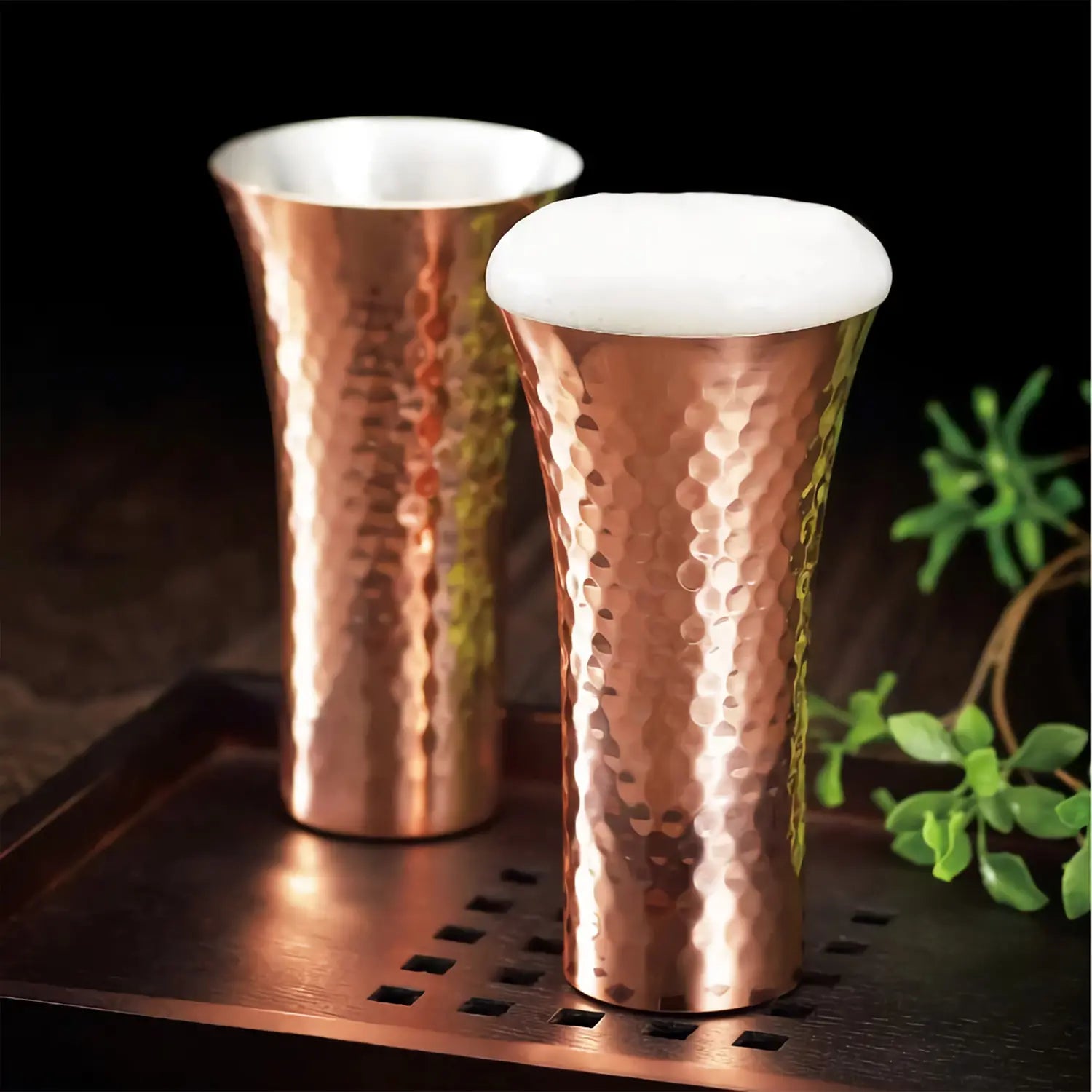 Premium Asahi Copper Beer Glass Set - 380ml (2 Pcs) - Chilled Beer Tumbler for Lager, IPA & Craft Beers - Perfect for Home Bars, Parties & Gifts