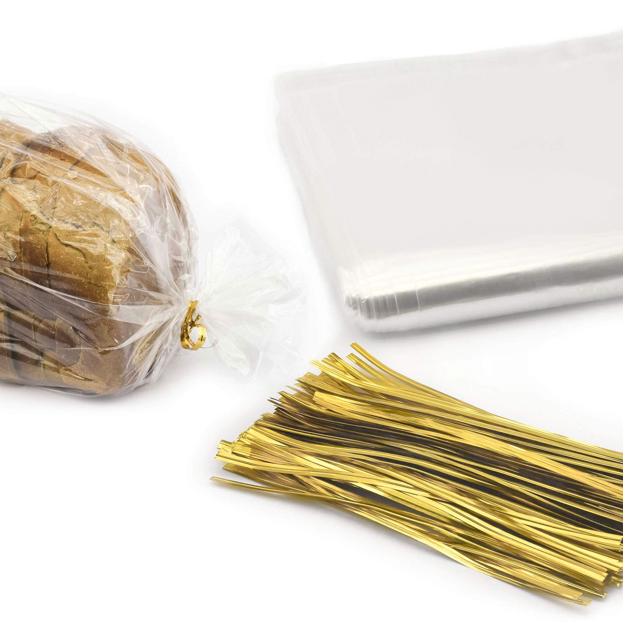 Reusable Bread Bags with Ties - 50 Clear Plastic Bread Bags & 50 Adjustable Ties for Homemade Bread, Bakery Loaves, Fresh Bread Storage | Perfect for Home Bakers, Artisan Bread, Farmers Market & Gift Packaging
