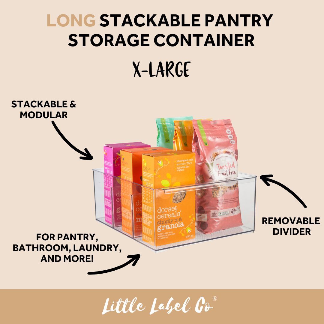 LONG Stackable Pantry Storage Container X Large - Airtight Food Storage Bins for Kitchen, Pantry & Bulk Food Organization - Perfect for Flour, Sugar, Rice & Dry Goods