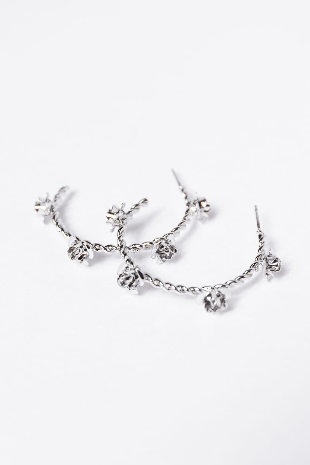 Elegant Silver Rose Hoop Earrings for Women - Dainty Floral Jewelry Gift for Her - Perfect for Date Night, Wedding & Everyday Wear