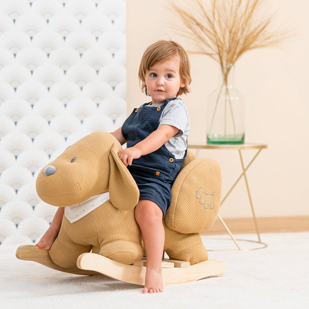 Charlie the Dog Rocker Plush Toy - Caramel Brown Stuffed Animal for Kids & Pet Lovers | Perfect for Nursery Decor, Birthday Gifts & Cuddle Companionship