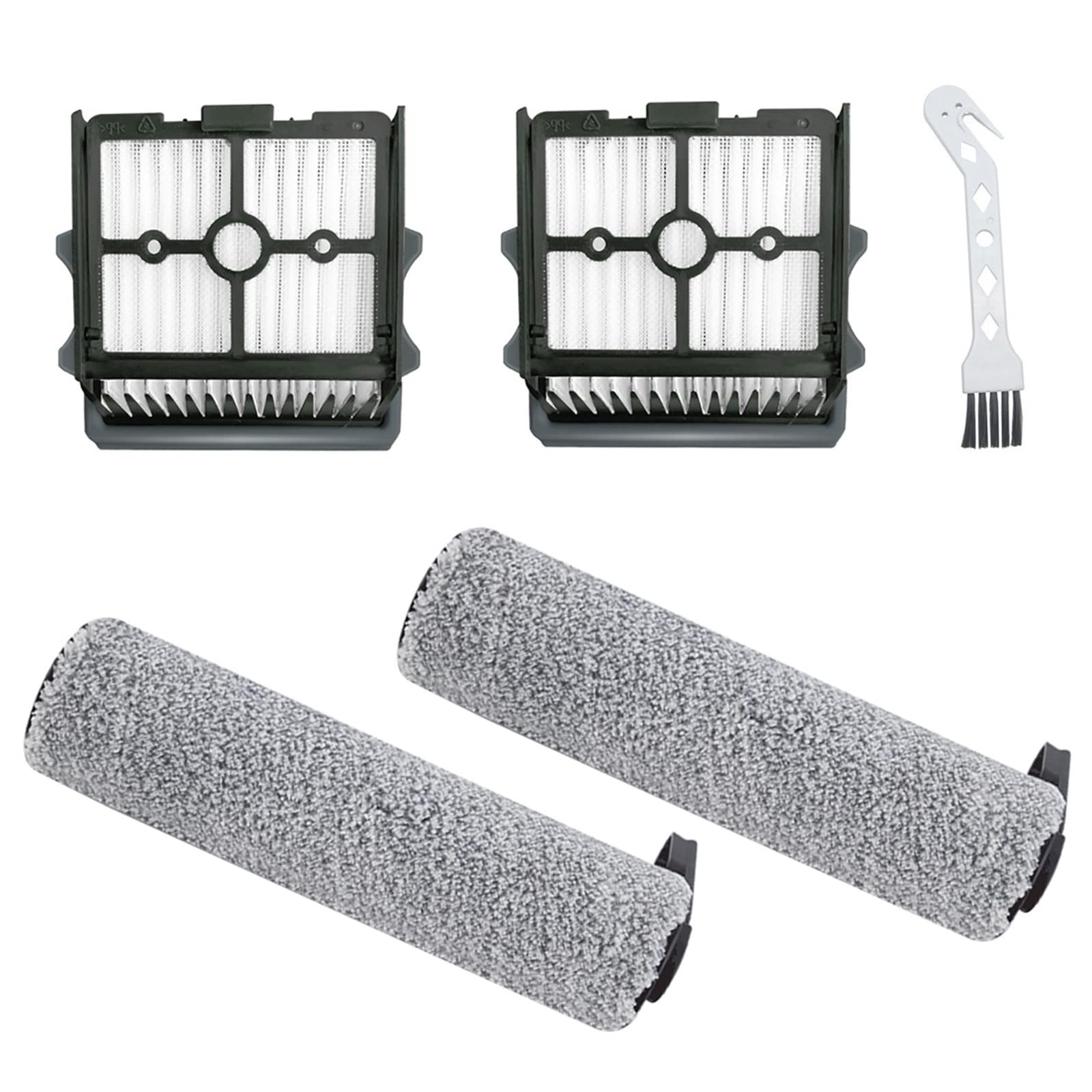 TINECO Floor ONE S5/S5 PRO Replacement Brush Roller & HEPA Filter Kit - 2 Pack Brush Rollers & 2 Filters for Wet/Dry Vacuum Cleaner - Perfect for Hardwood Floors, Pet Hair & Deep Cleaning