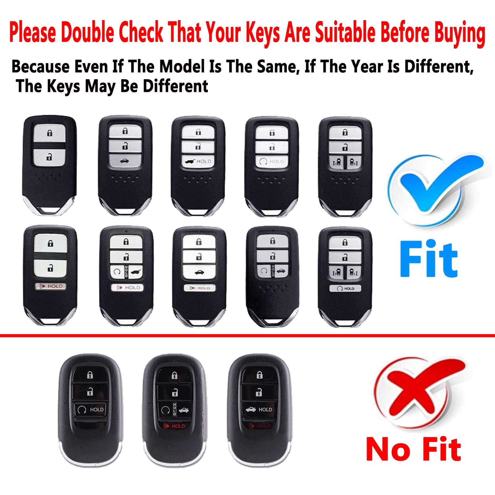 Premium Key Fob Case Cover for Honda Accord Civic CR-V HR-V Fit Odyssey Crosstour - Durable Protective Shell Accessories (Black) | Perfect for Everyday Use & Car Key Protection