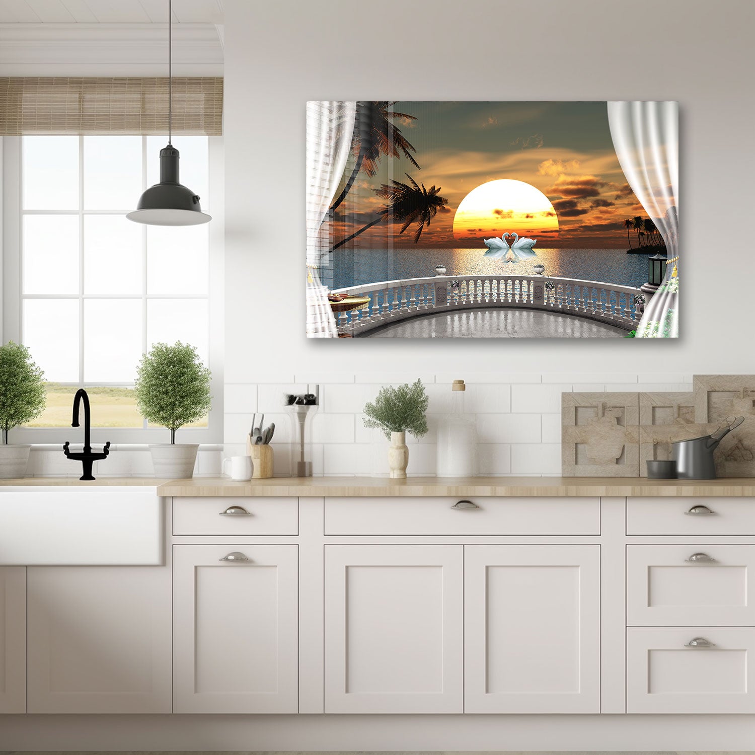 Sunset in Balcony - Premium Wall Art Canvas Print for Home & Office Decor - Perfect for Living Room, Bedroom or Gift