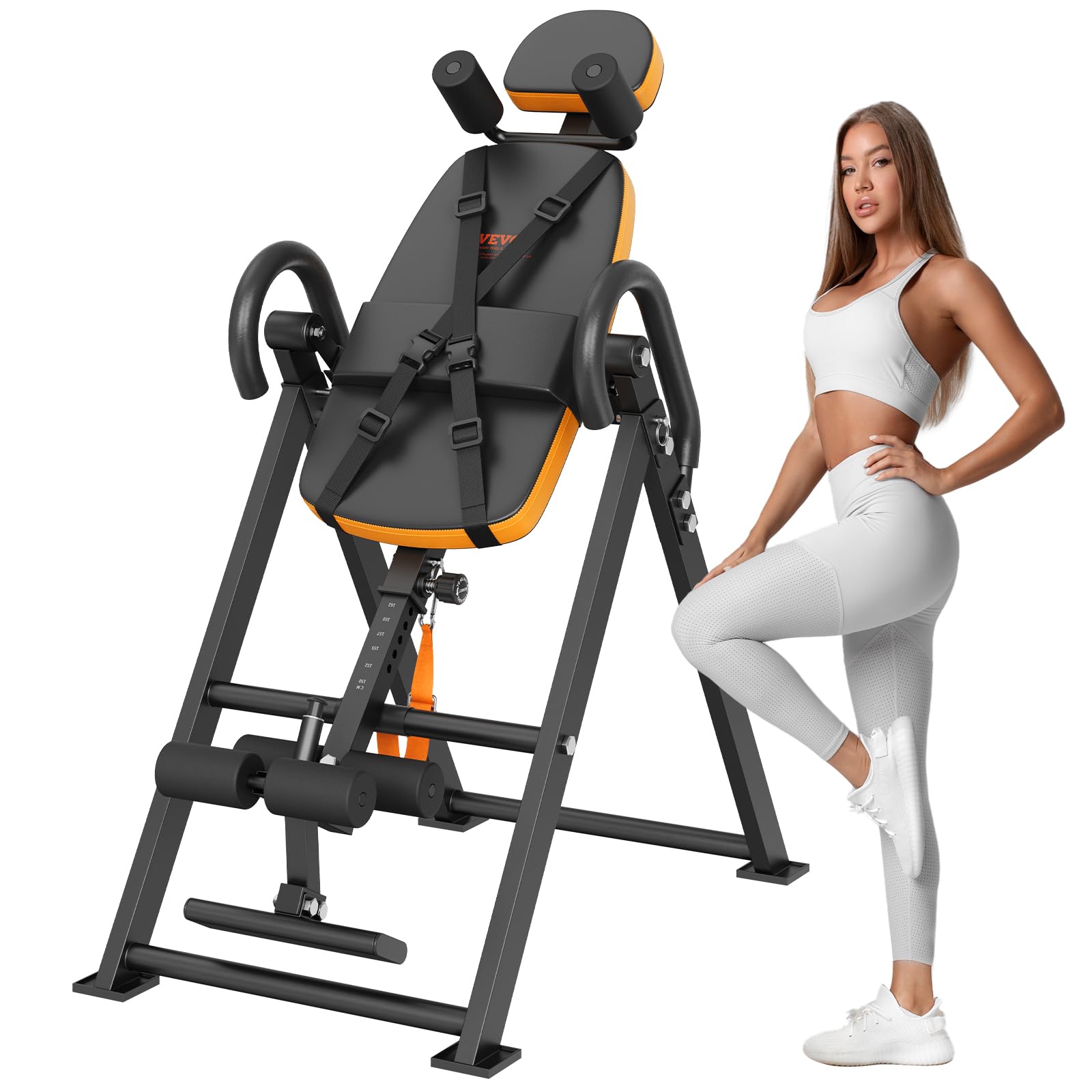 VEVOR Heavy Duty Inversion Table 300lbs Capacity - Back Pain Relief, Spinal Decompression & Strength Training Equipment with Adjustable Headrest, Ankle Lock & Safety Belt | Home Gym, Physical Therapy & Chiropractic Use
