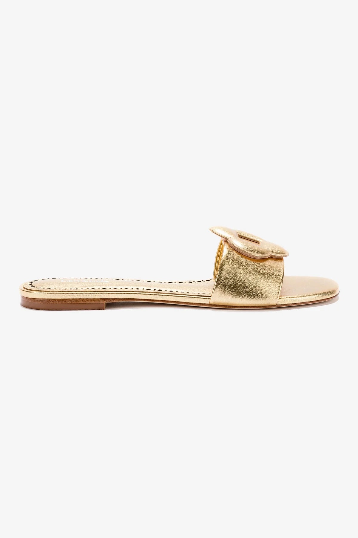 Flora Flat Mule Shoes in Gold Metallic Leather - Comfortable Slip-On Women's Loafers for Casual Wear & Office Outfits