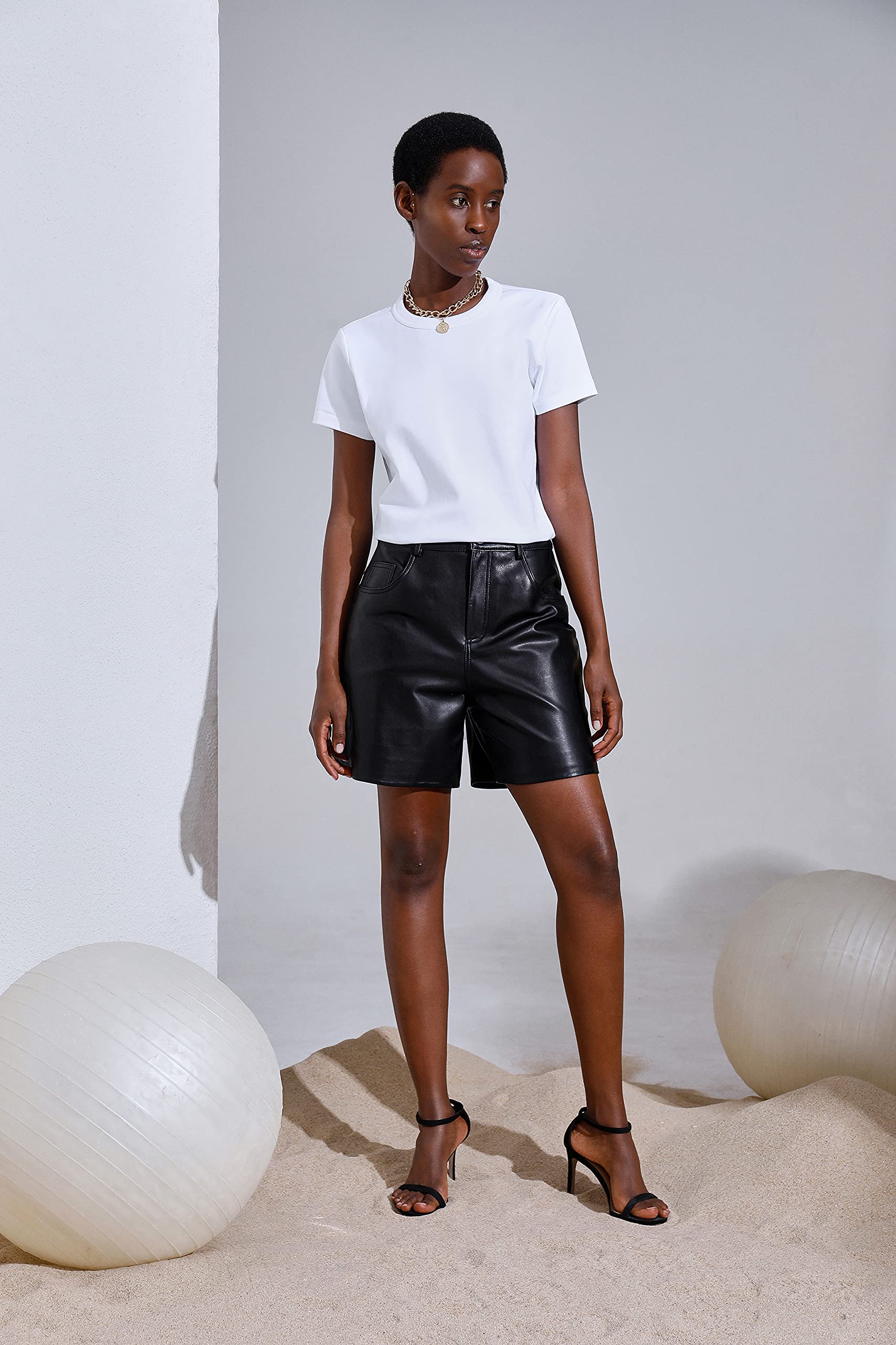 Women's High Waisted Leather Shorts - Casual Faux Leather Shorts for Women | Perfect for Night Out, Party & Streetwear Fashion