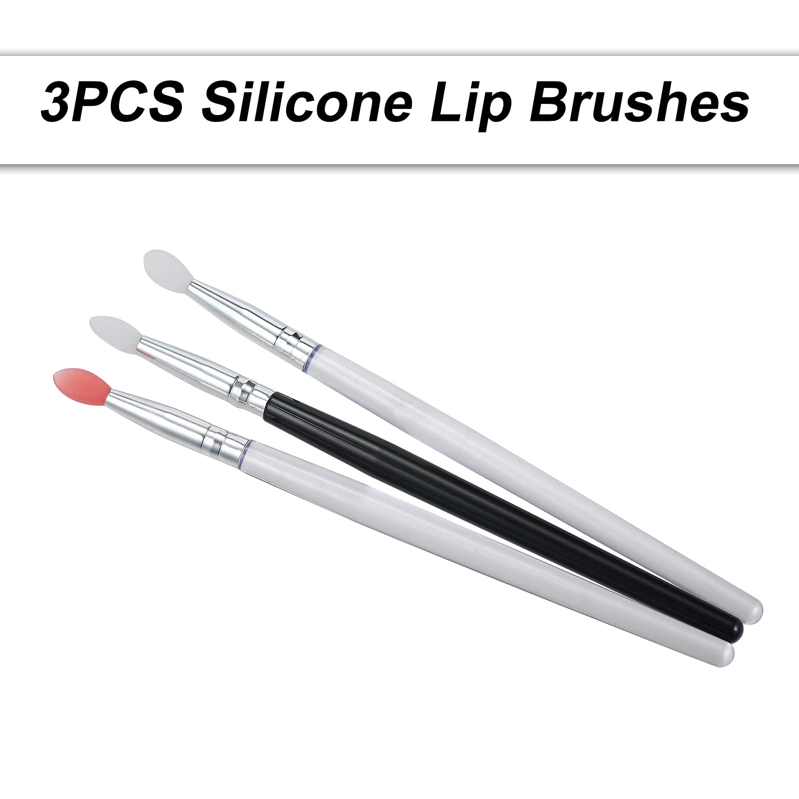 Homgee 3PCS Silicone Lip Brush Set - Mini Lip Balm & Gloss Applicator Brushes (Pink & White) | Perfect for Precise Lip Makeup Application & Travel Beauty Kit