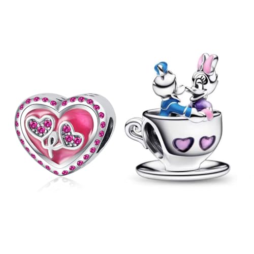Kissing Duck Tea Cup Love Heart Charm