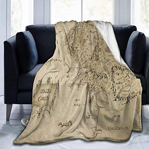 Middle Earth Map Fleece Blanket - 60x50 Inch Reversible Plush Throw Blanket for Couch, Sofa & Travel | Washable, Foldable & Soft Cozy Blanket for Home, Office, Camping & Beach Use