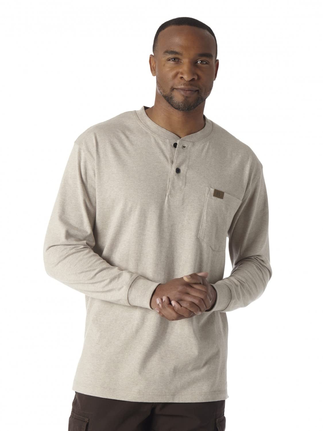 Wrangler Men's Long Sleeve Solid Henley Shirt - Comfortable Casual Button-Up Top for Outdoor Activities & Everyday Wear