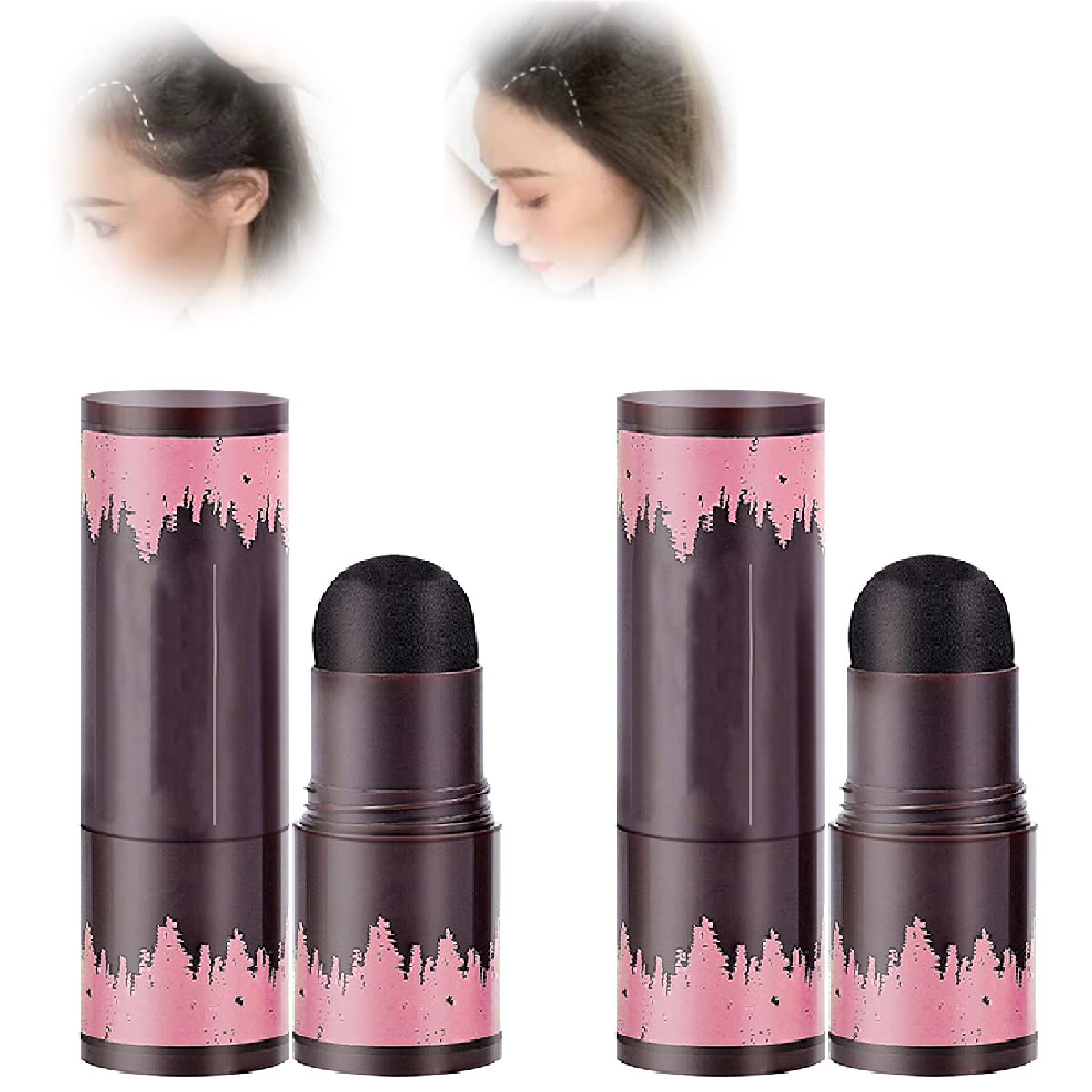 2 Pcs Hairline Powder Stick - Waterproof Hair Shading Sponge Pen for Root Touch Up & Hair Shadow, Natural Black | Instant Hairline Filler for Thinning Hair, Bald Spots & Edge Styling (Perfect for Daily Use, Travel & Quick Fixes)