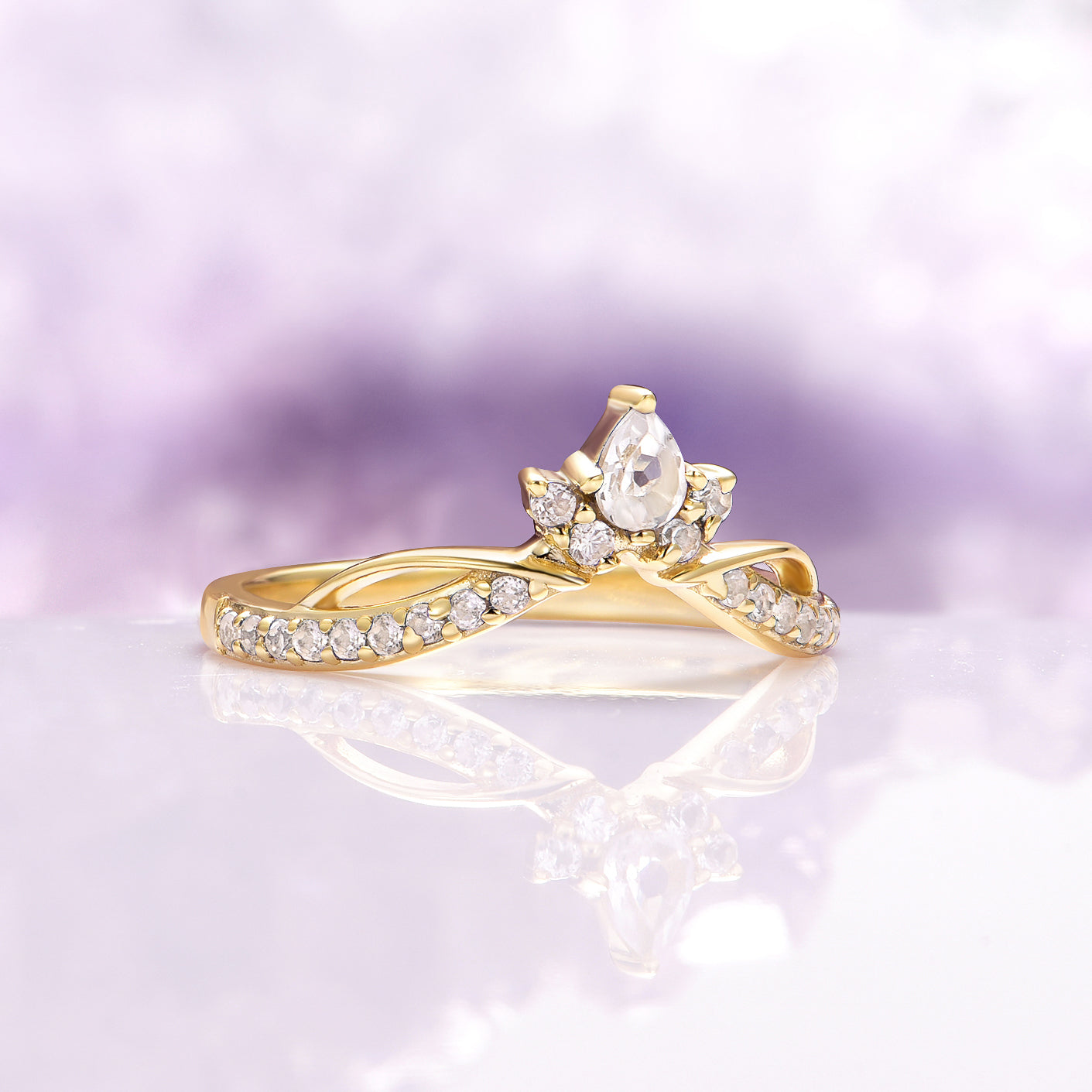 14K Solid Yellow Gold Moissanite Bridal Ring Set for Women | Elegant Wedding & Engagement Jewelry | Perfect for Proposals, Anniversaries & Special Occasions