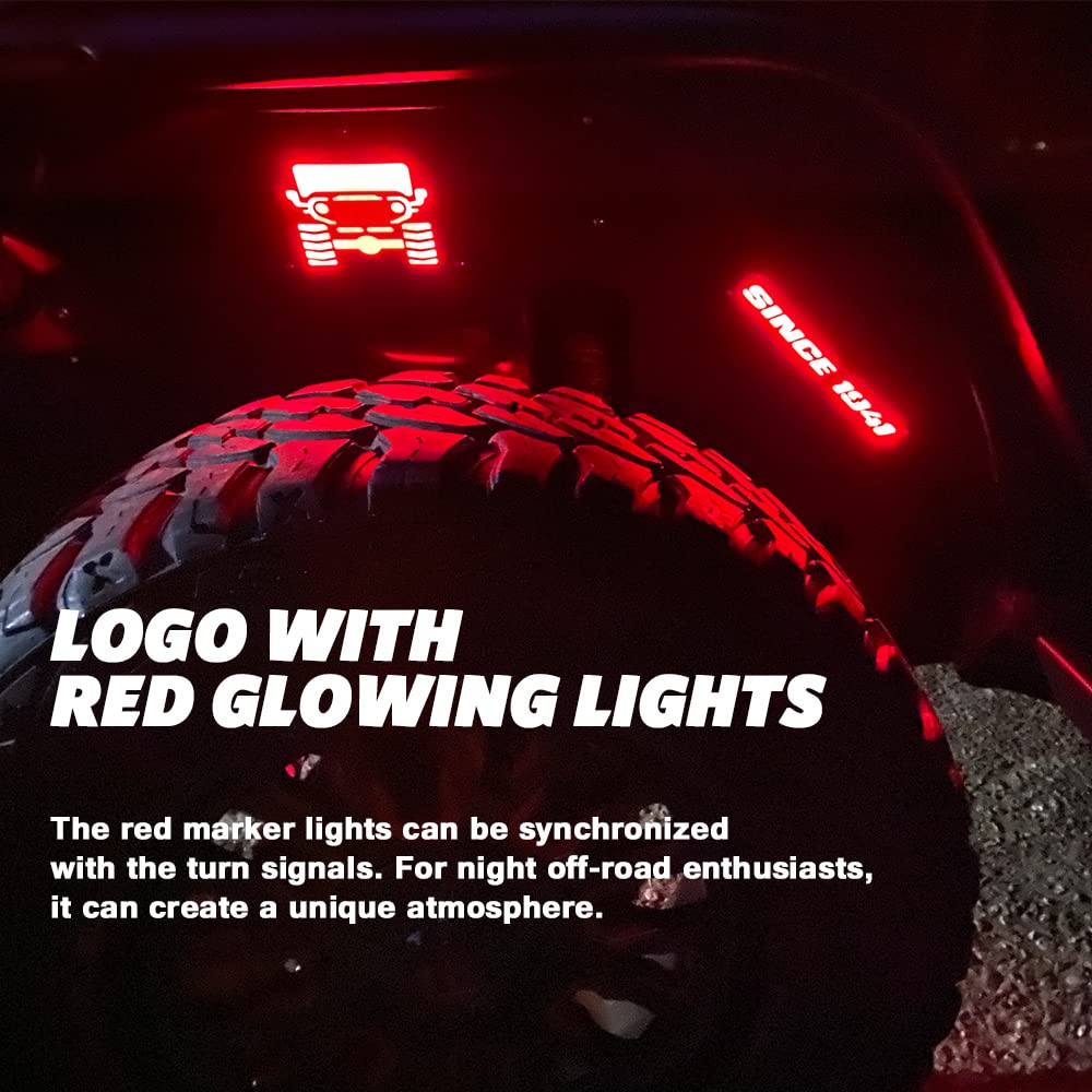 Aluminum Front Fender Liners with 4 LED Lights for Jeep Wrangler JK & JKU (2007-2018) - Compatible with Sport, Sahara, Rubicon Models (2/4 Door) | Off-Road Protection & Enhanced Style