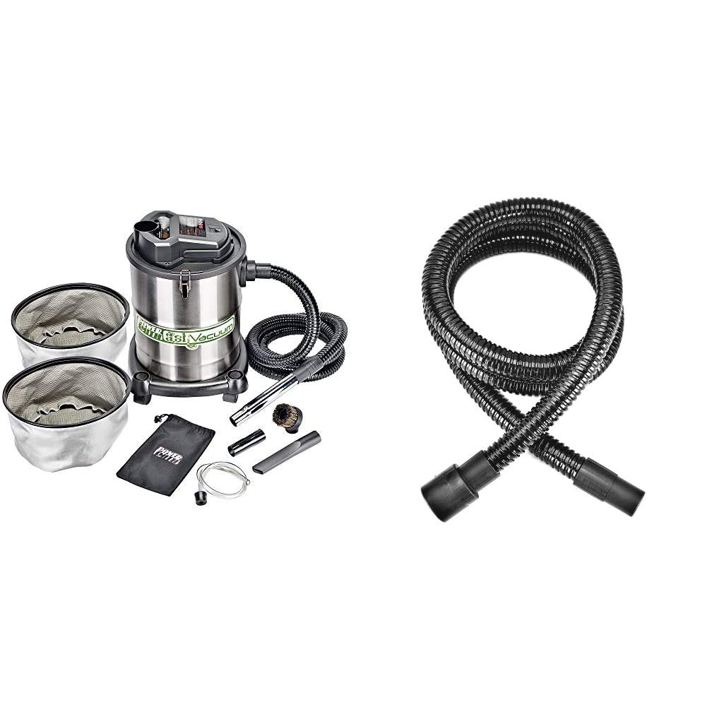 POWERSMITH Ash Vacuum Bundle with Replacement Hose - Powerful Fireplace & Wood Stove Cleaner for Easy Ash Removal - Perfect for Home, Garage & Outdoor Use