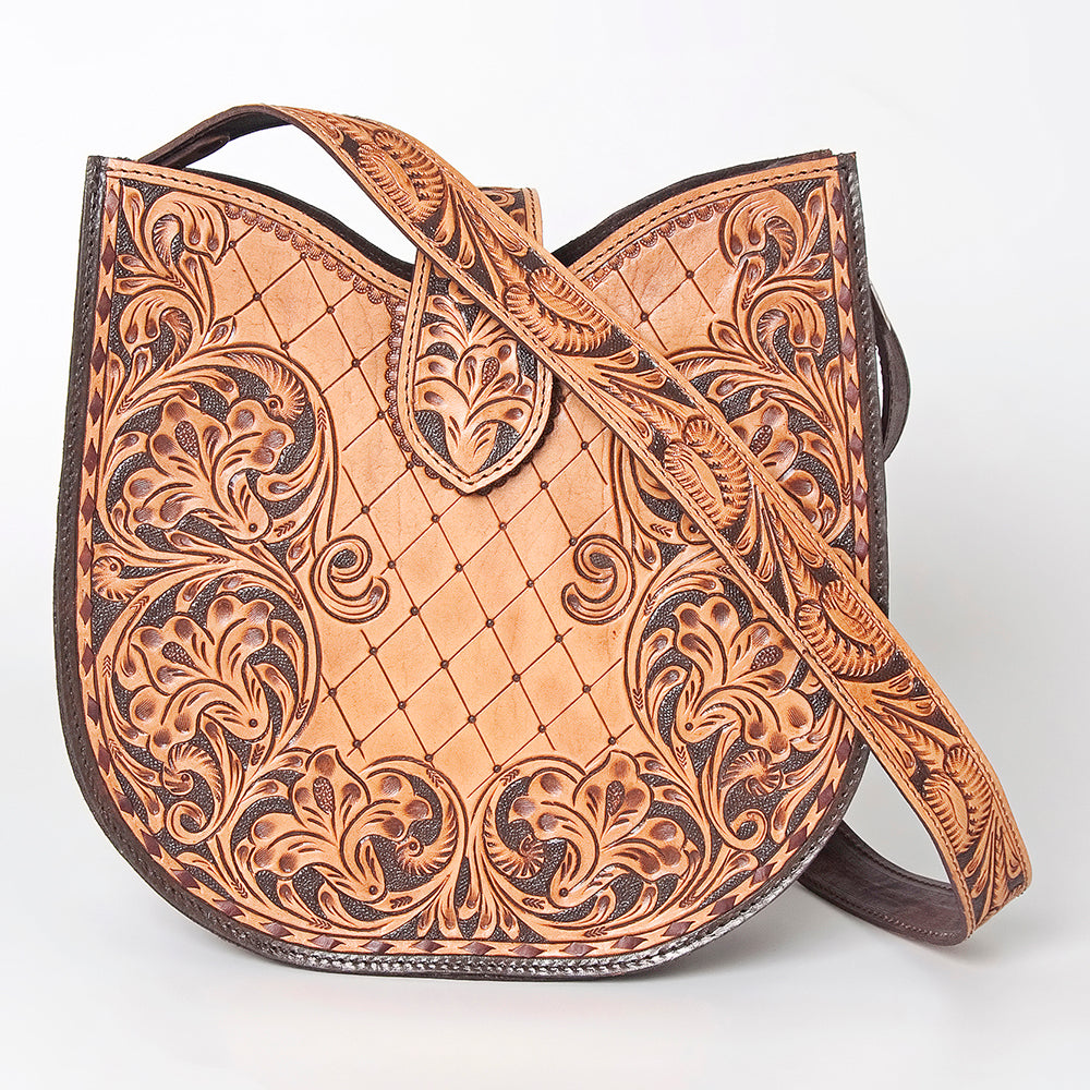 American Darling ADBG848 Genuine Leather Hobo Handbag for Women - Western Style Tooled Leather Purse - Perfect for Casual Outings, Shopping & Western Fashion Accessories