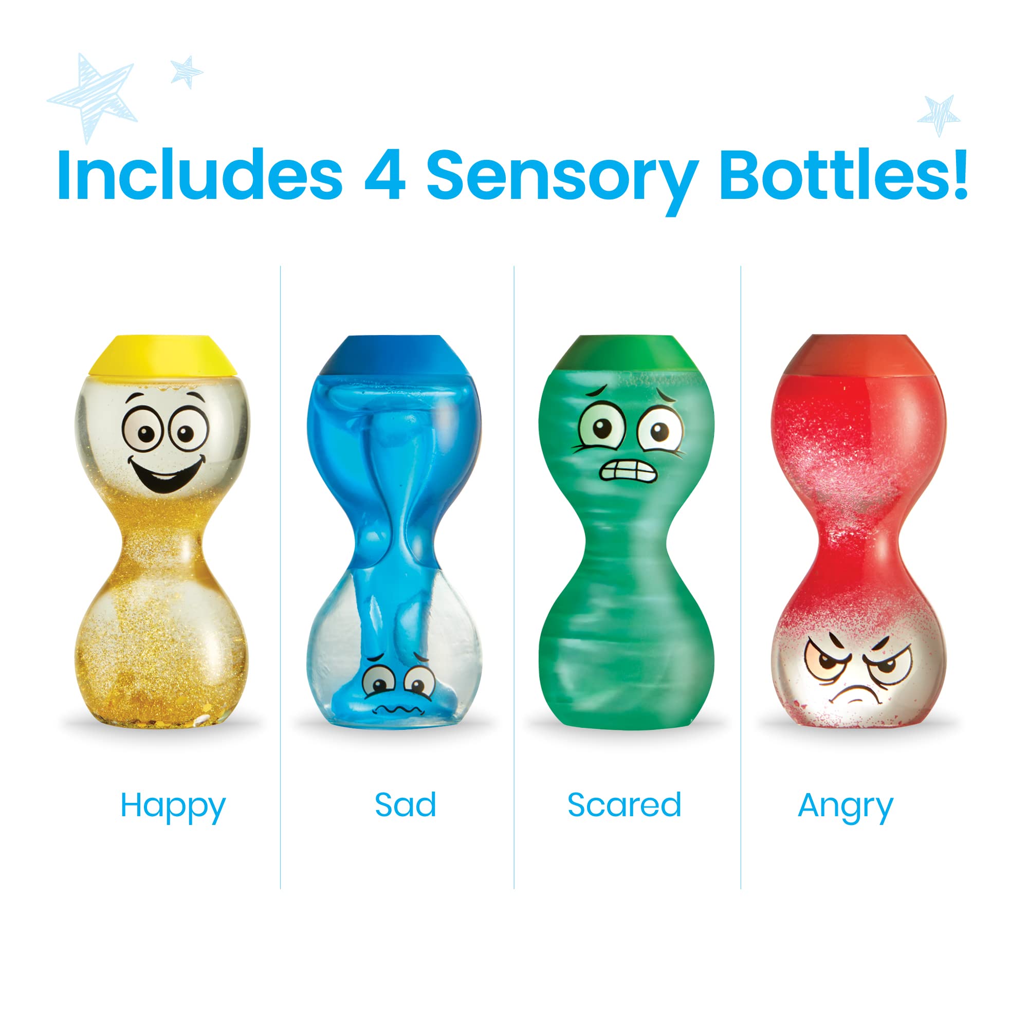 hand2mind Express Your Feelings Sensory Bottles - Emotional Learning Toys for Toddlers, Calm Down Tools for Play Therapy & Social Skills Development | Perfect for Classroom Calming Corners, Home Sensory Play & Anxiety Relief