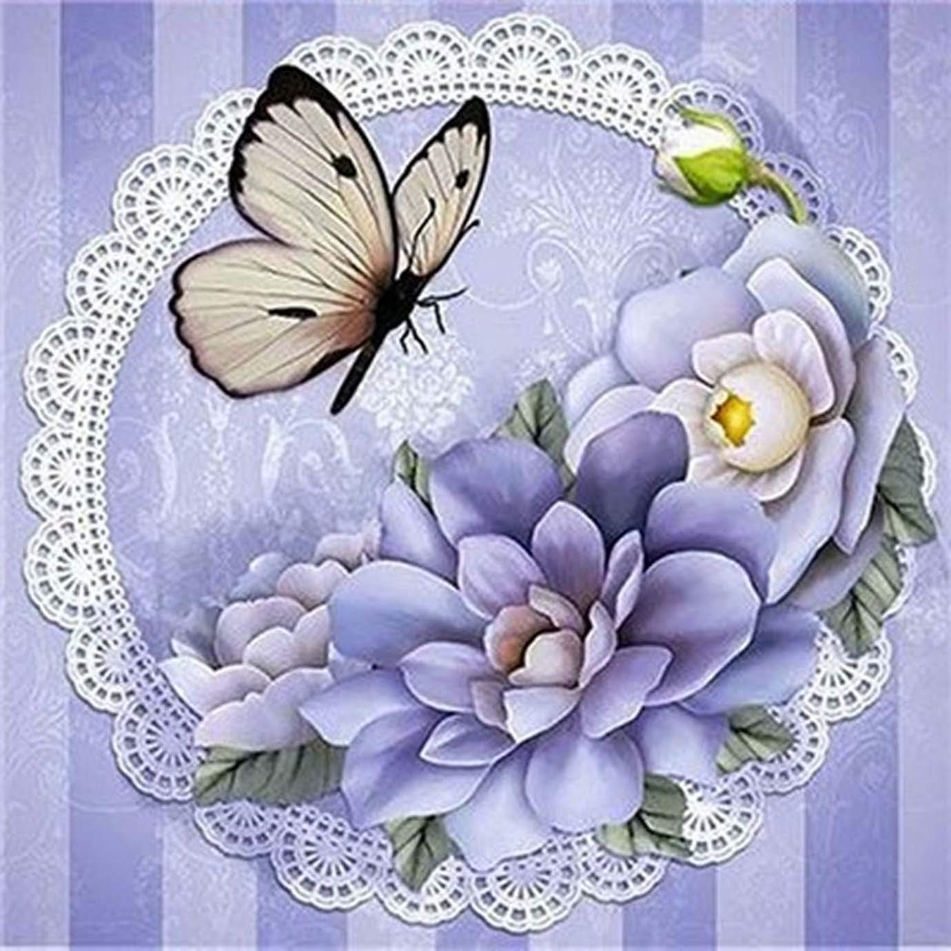 5D Diamond Painting Kit DIY by Numbers - Full Drill Butterfly Flower Canvas Art 12x12 Inch (30x30cm) for Home Wall Decor, Gift & Stress Relief - Perfect for Adults & Kids Craft Projects