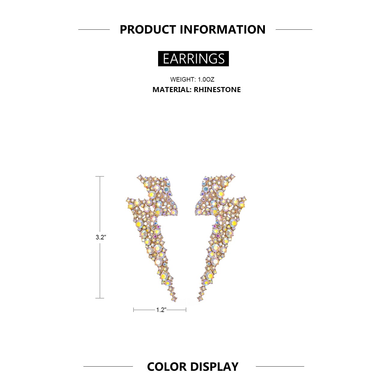 KELMALL Crystal Lightning Bolt Dangle Earrings for Women - Trendy Sparkly Drop Earrings, Fashion Statement Jewelry for Parties, Date Night & Special Occasions