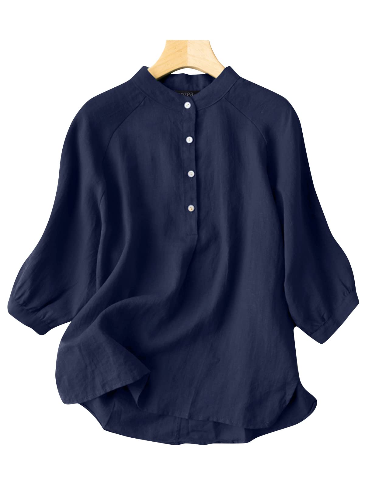 ZANZEA Women's Long Sleeve Polka Dot Blouse - Casual Loose Pleated A-Line Top for Work & Office | Elegant Flowy Shirt for Business, Dating & Daily Wear