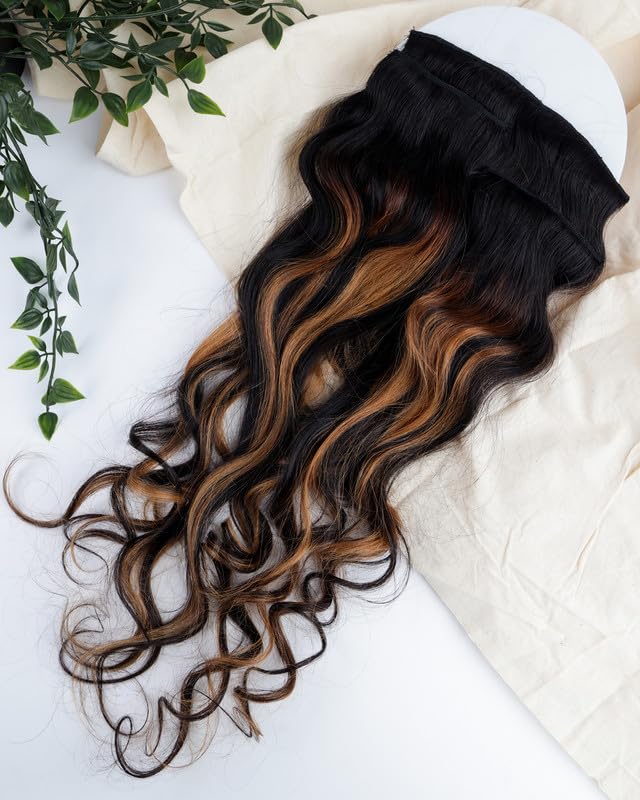 Happy Heads Classic 3 Set Volumizer Clip-in Hair Extensions - 18 Inch Mocha Brown 100% Human Hair for Women & Girls | Perfect for Weddings, Parties & Everyday Hairstyling
