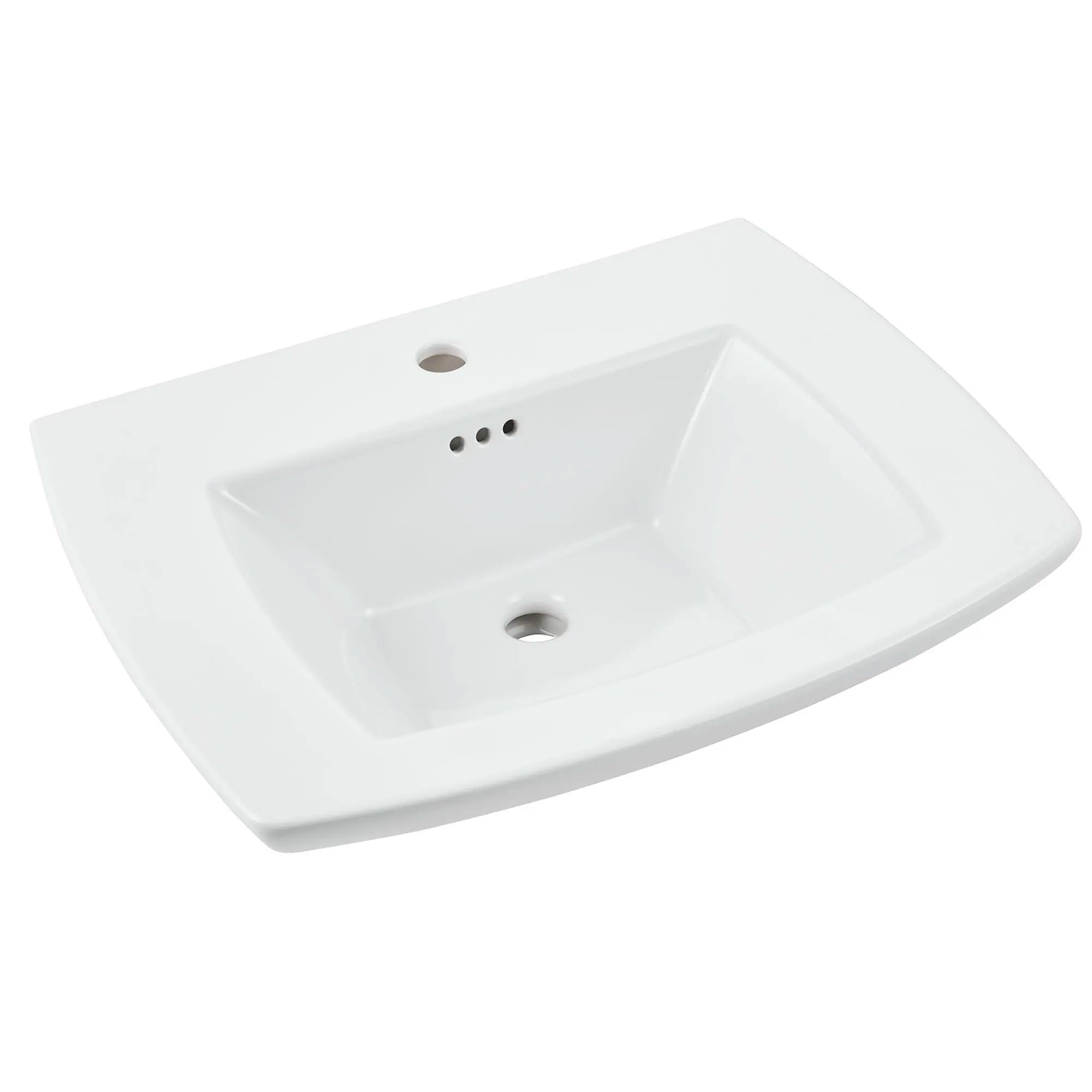 Edgemere Center Hole Only Pedestal Sink Top - White Ceramic Bathroom Sink for Vanity & Powder Room - Perfect for Modern & Traditional Home Decor