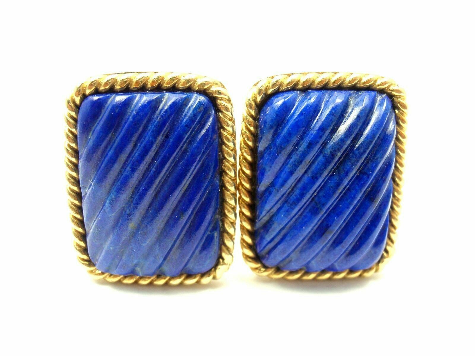Tiffany & Co. 18k Yellow Gold Lapis Lazuli Rope Border Cufflinks for Men - Luxury Statement Jewelry for Weddings & Formal Events