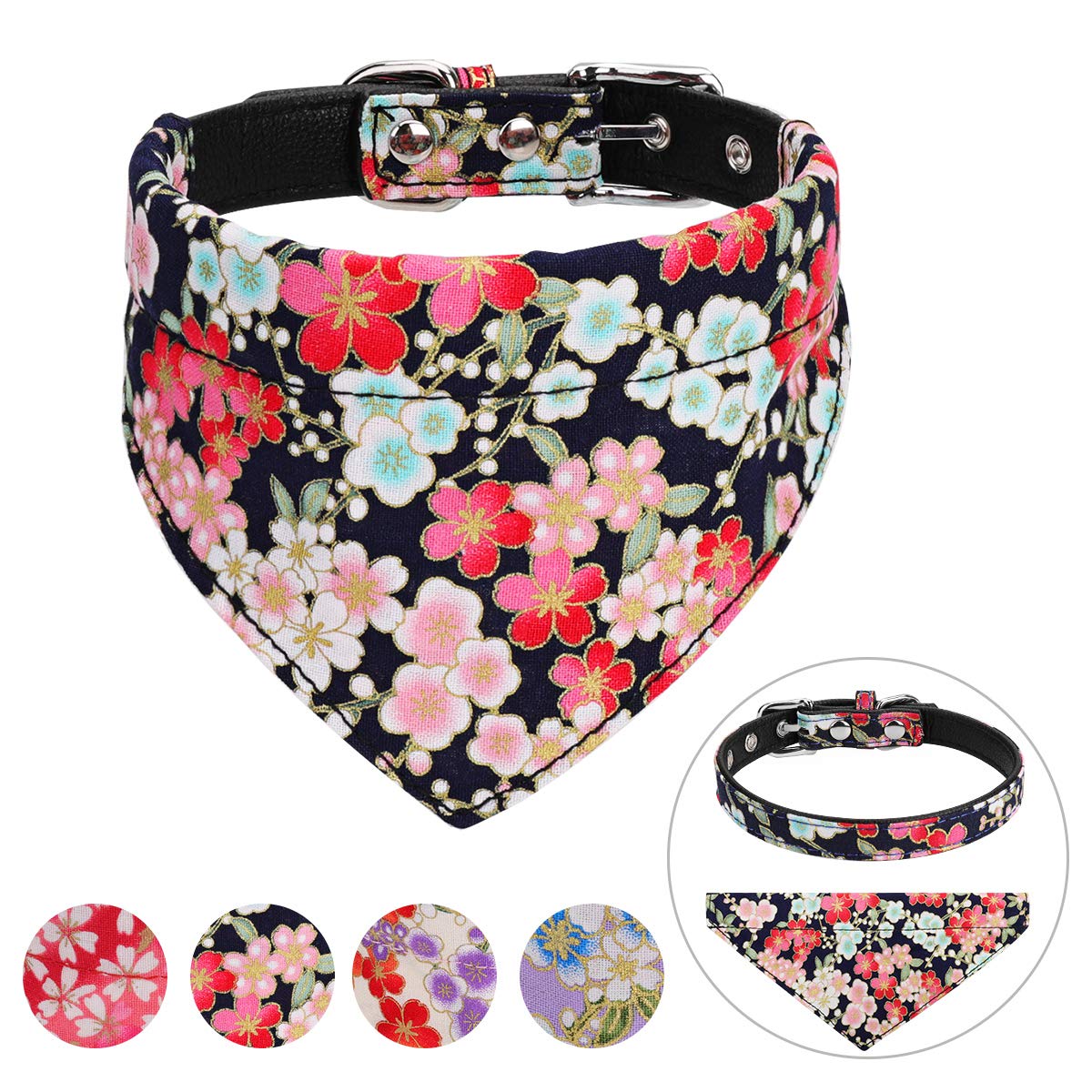 **Vaburs Adjustable Dog Collar with Bandana for Small, Medium & Large Dogs - Stylish & Comfortable Pet Accessory (XS-Black) - Perfect for Walks, Training & Daily Wear**