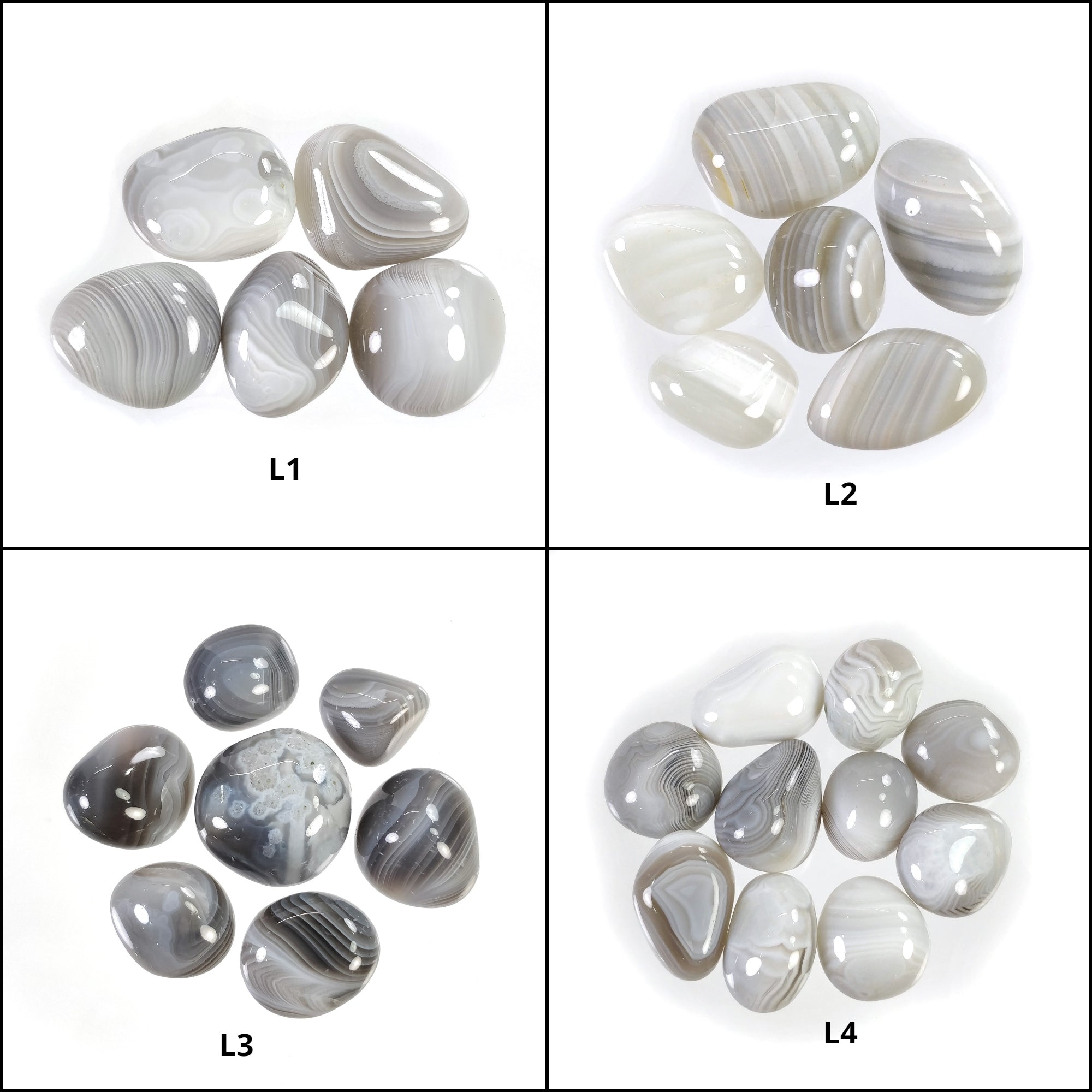 Natural Botswana Agate Gemstone Tumble Cabochons - Untreated Striped Bi-Color Agate Stones in 5pcs, 6pcs, 7pcs & 10pcs Lots - Perfect for Jewelry Making, Crystal Healing & Home Decor