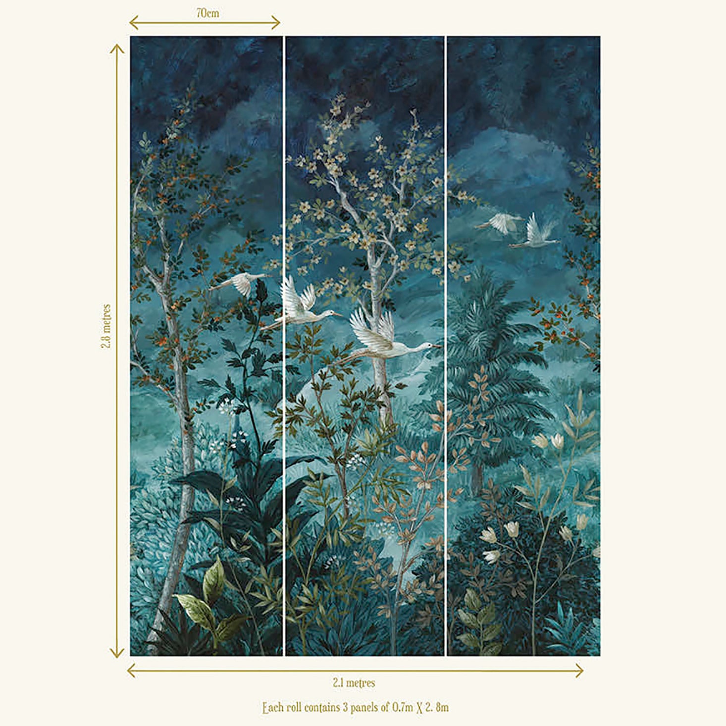 Blue Towering Trees and Midnight Sky Tropical Wallpaper RM9010 - Nature-Inspired Peel & Stick Wall Mural for Bedroom, Living Room, and Office Decor