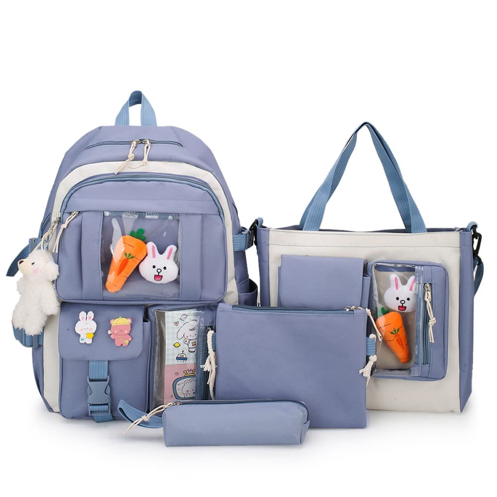 Sikiwind 4-Piece Canvas Backpack Set for Teen Girls - Stylish School Bookbags, Women's Fashion Travel Shoulder Bags | Perfect for High School, College, Commuting & Weekend Getaways