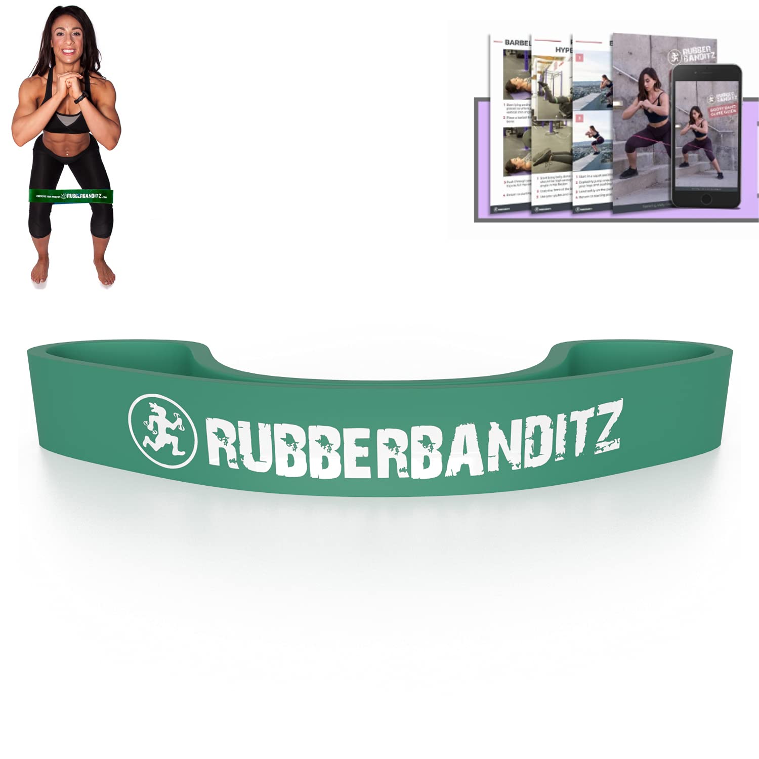 Rubberbanditz Extra Thick Resistance Bands for Glutes & Leg Workouts - 5-Pack Mini Loop Exercise Bands (5-100 lbs) for Women - Strengthen Hips, Thighs, Butt & Abs - Includes Free eGuide - Perfect for Home Gym, Pilates, Yoga & Physical Therapy