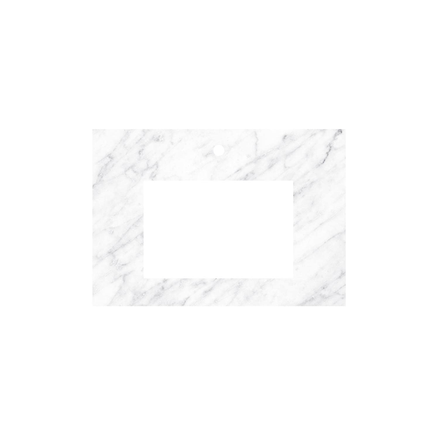 VNT30-CR1 30 Inch Carrara Marble Vanity Top - White Rectangle Bathroom Sink Countertop with Single Faucet Hole - Perfect for Modern Bathroom Renovation and Home Remodeling