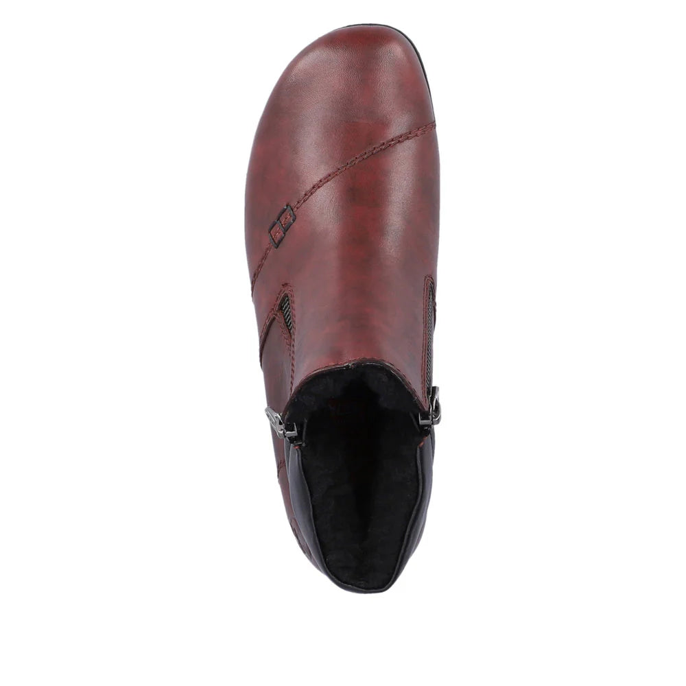 Rieker L4655 Women's Comfortable Loafers in Wine Red - Perfect for Office, Casual Wear & Travel
