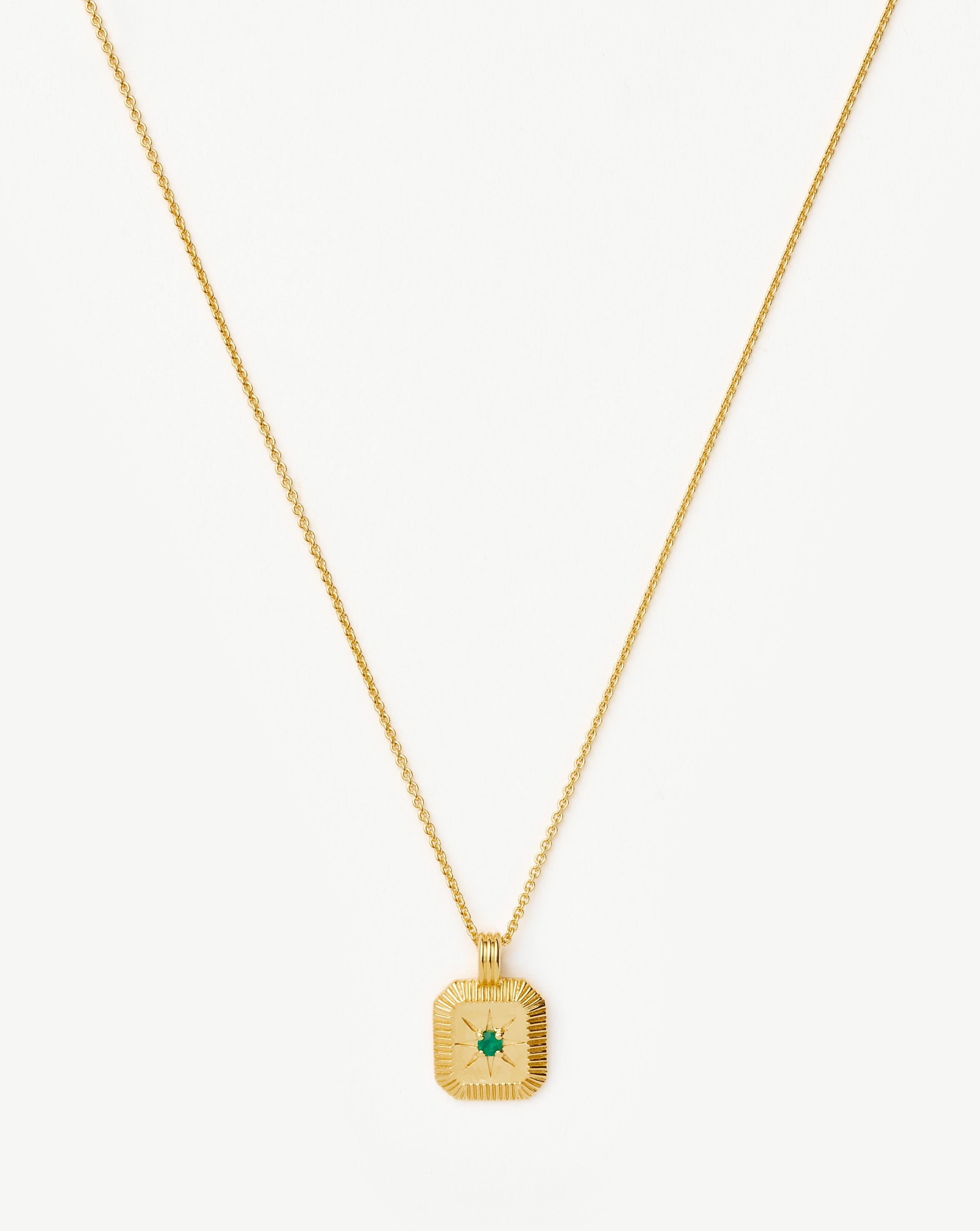 May Birthstone Necklace for Women - 18k Gold Vermeil & Dyed Green Chalcedony Pendant | Elegant Jewelry Gift for Mother's Day, Birthday & Anniversary