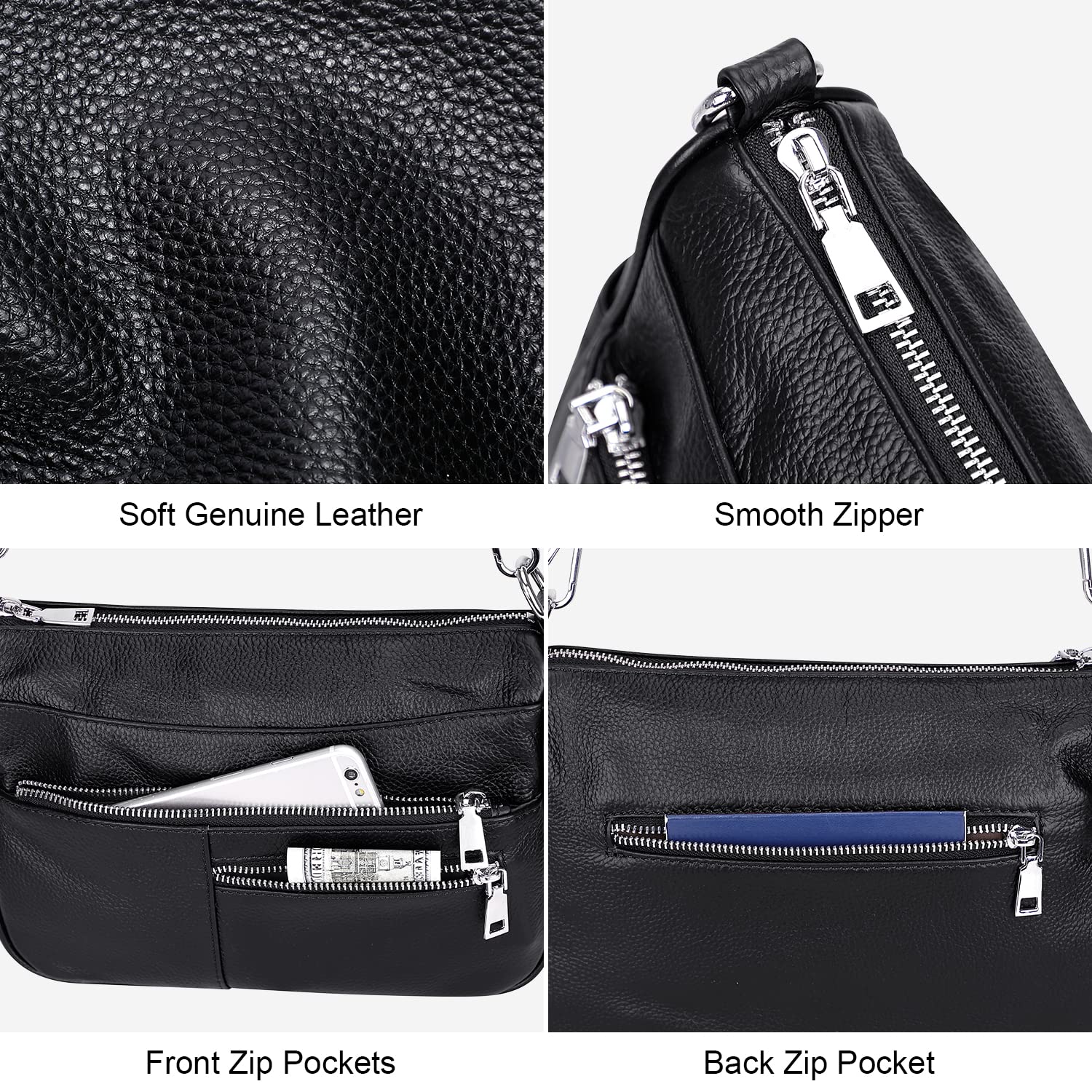 Genuine Leather Shoulder Bag for Women - Small Crossbody Handbag Purse with Adjustable Strap | Perfect for Work, Travel & Everyday Use