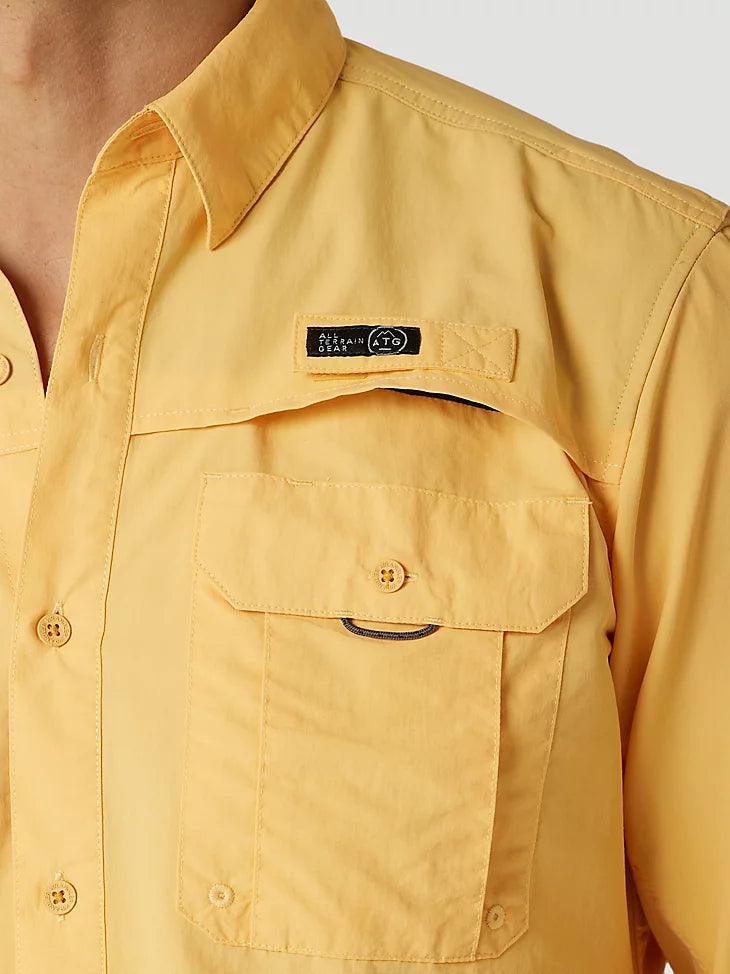 ATG By Wrangler™ Men's Long Sleeve Chamois Shirt - Durable Fishing & Outdoor Work Shirt for Hiking, Camping & Casual Wear