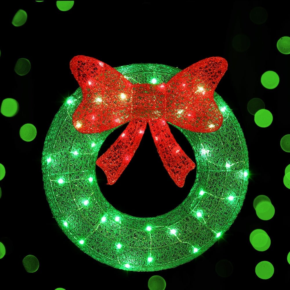50 LED Solar Christmas Wreath Lights - 60cm Weatherproof Outdoor Holiday Decor for Door, Window & Garden (Christmas, Xmas Decorations)