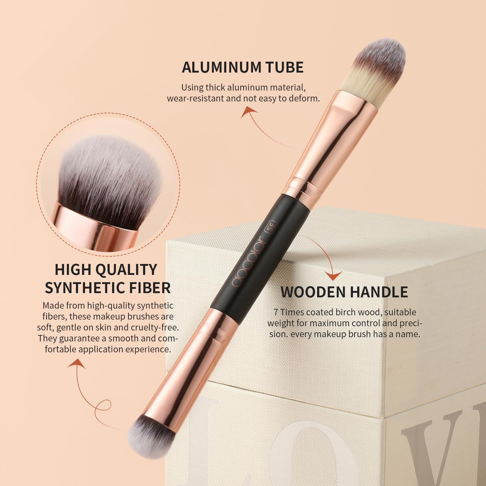 Docolor 6Pcs Double Sided Makeup Brush Set - Professional Dual Ended Eyeshadow, Foundation & Blending Brushes for Travel | Perfect for Everyday Makeup, Contouring & On-The-Go Touch Ups