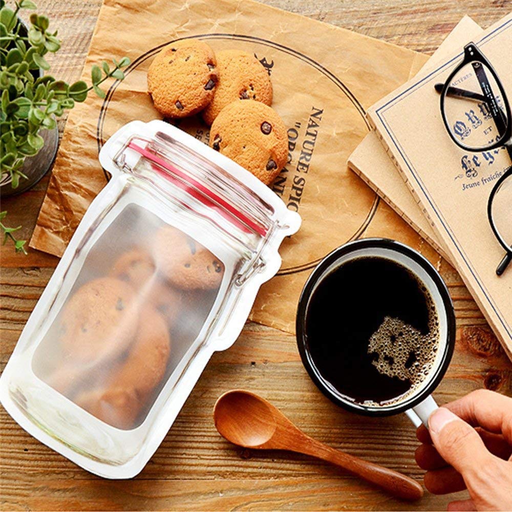 Reusable Mason Jar Food Storage Bags - 20 Pack Airtight Zipper Sealed Bags for Snacks, Fresh Produce & Meal Prep | Eco-Friendly Kitchen Organization & On-the-Go Snack Containers