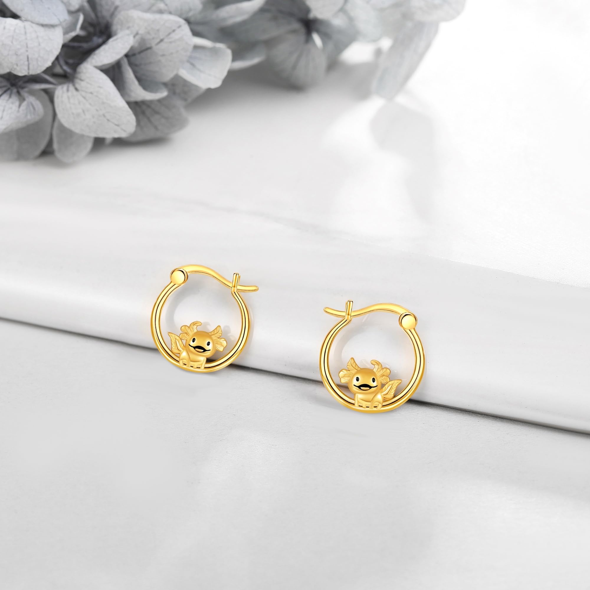 14K Solid Gold Hoop Earrings - Cute Hugging Huggie Earrings for Women & Girls | Real Gold Dainty Jewelry | Perfect Gift for Halloween, Christmas, Birthday & Anniversary | Everyday Wear & Special Occasions
