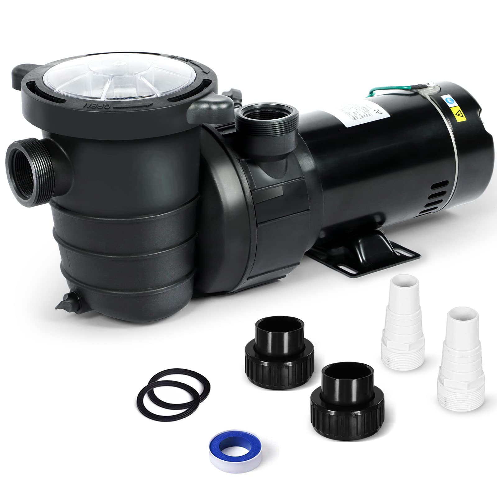 1.5HP 5700GPH Inground & Above Ground Pool Pump - 110V/220V Dual Voltage Swimming Pool Pump with Strainer Basket, 1.25