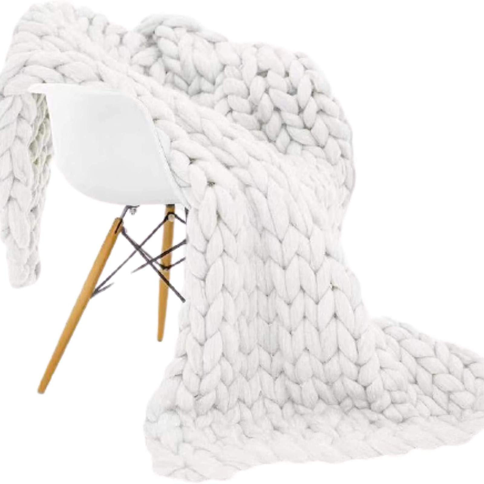 Chunky Knit Blanket - Handmade Merino Wool Cable Throw Blanket for Couch, Bed & Sofa - Warm & Cozy Gift for Family & Friends - Perfect for Winter Nights, Home Decor in Yellow/Red