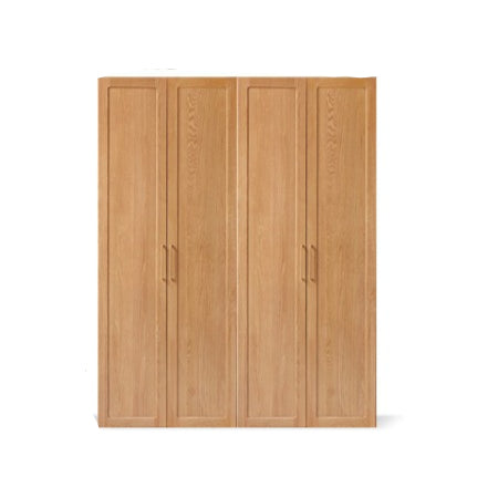 Oak Solid Wood Modular Wardrobe with Rattan Doors - Customizable Closet Storage for Bedroom & Living Room Organization