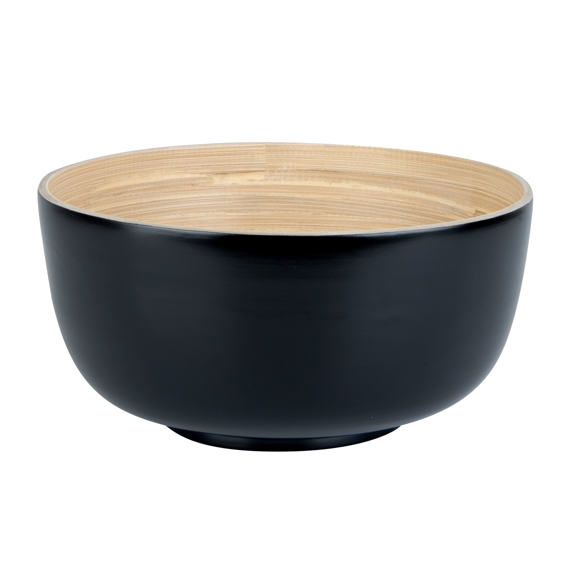 Bambuddha 25 oz Round Black Spun Bamboo Salad Bowl - Medium Size 9.5