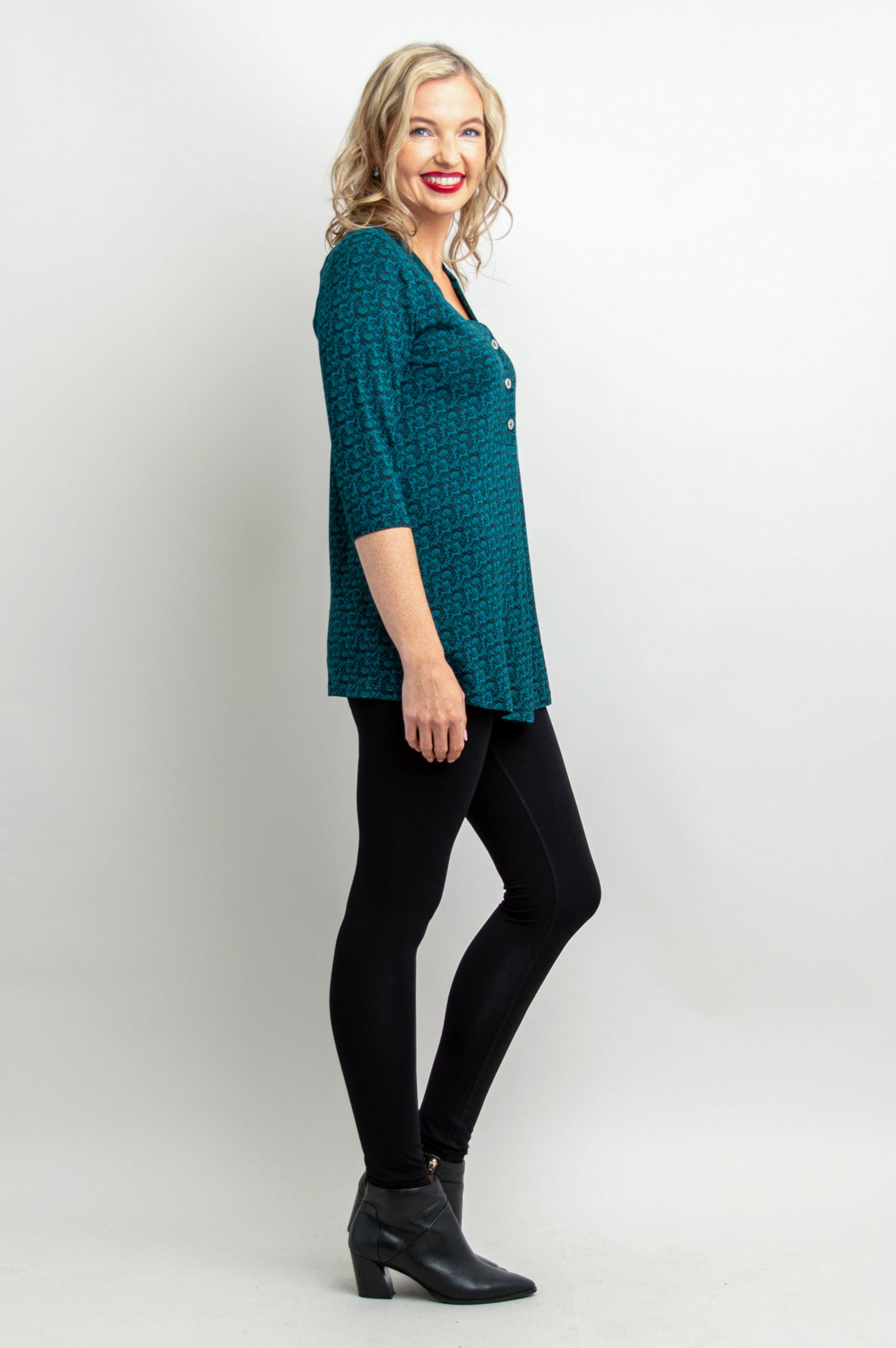 Edwina Top - Stylish Ocean Waves Print Bamboo Blouse | Perfect for Summer Beach Outfits & Casual Wear