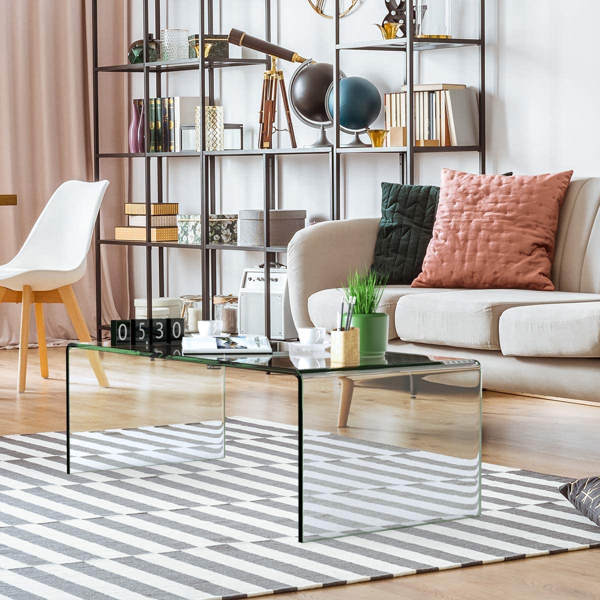 Premium 12mm Tempered Glass Coffee Table with Rounded Edges - Modern Living Room Centerpiece for Home Decor, Entertaining & Relaxation