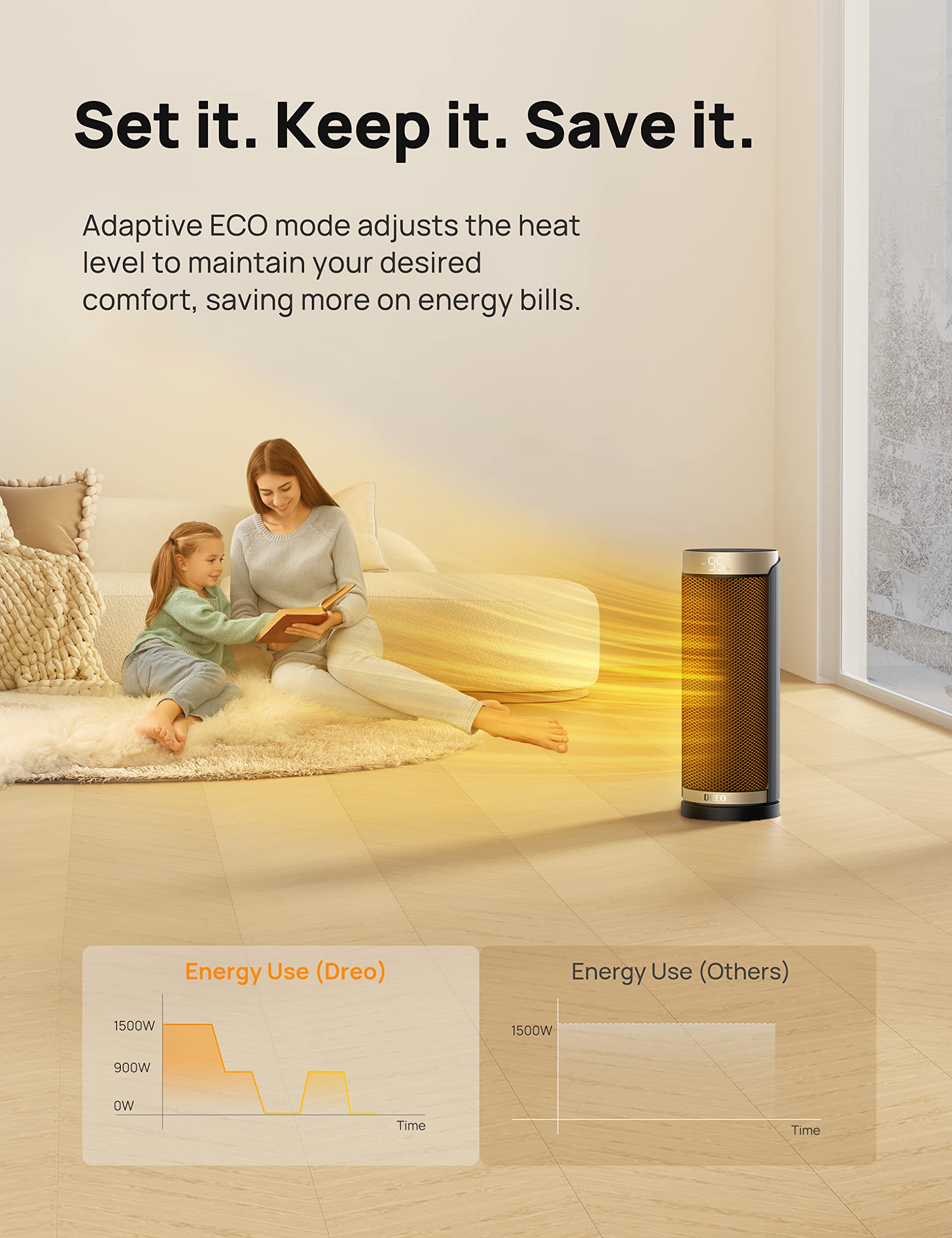Dreo 1500W PTC Ceramic Space Heater with Remote - 70° Oscillation, 1-12H Timer & Thermostat - Fast Heating Portable Electric Heater for Office, Bedroom & Large Rooms - Perfect for Winter Home & Workspace Comfort