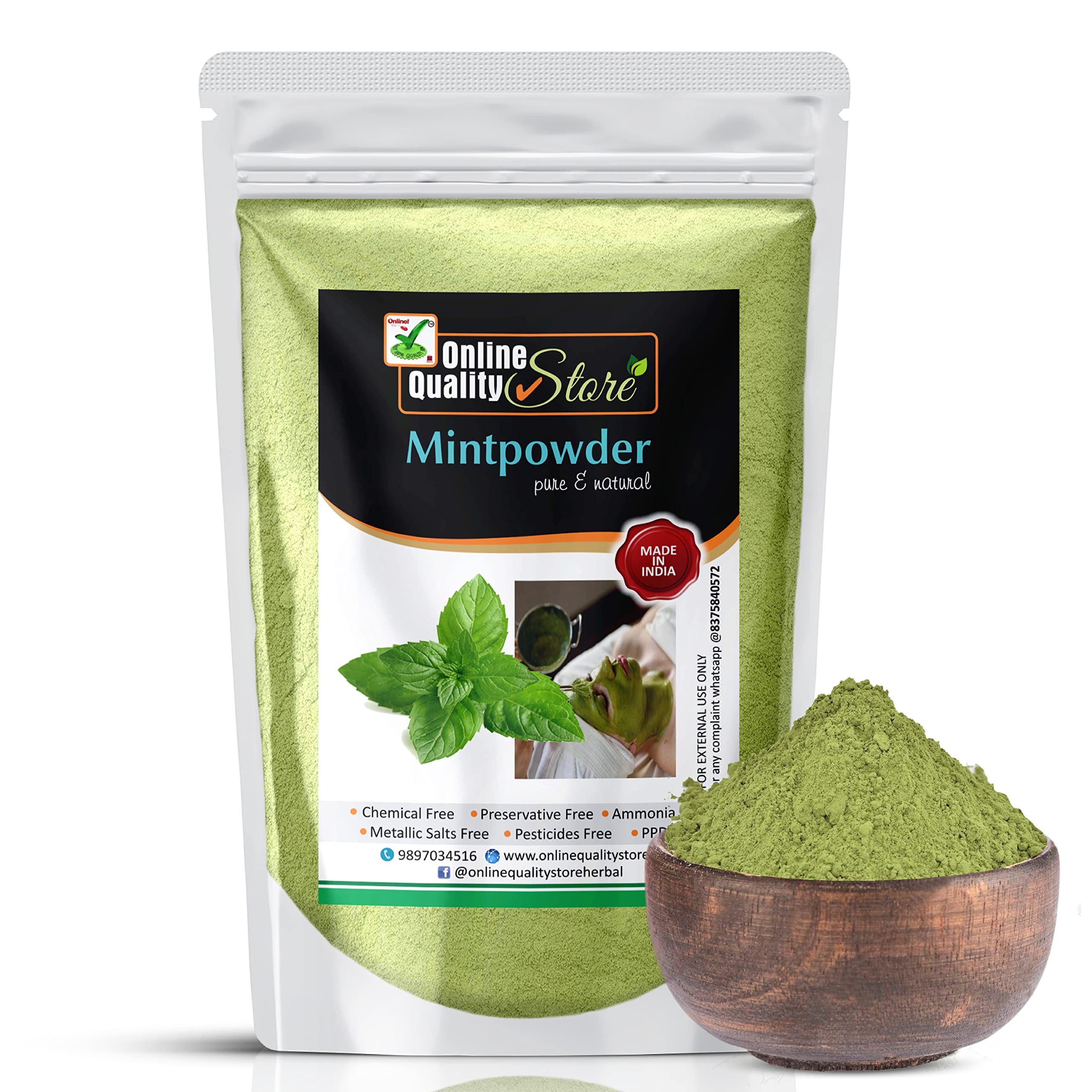 100% Pure Mint Powder for Face & Skin - Natural Peppermint Powder (Pudina Churna) 100g | Organic Facial Treatment, DIY Beauty Recipes & Ayurvedic Skincare