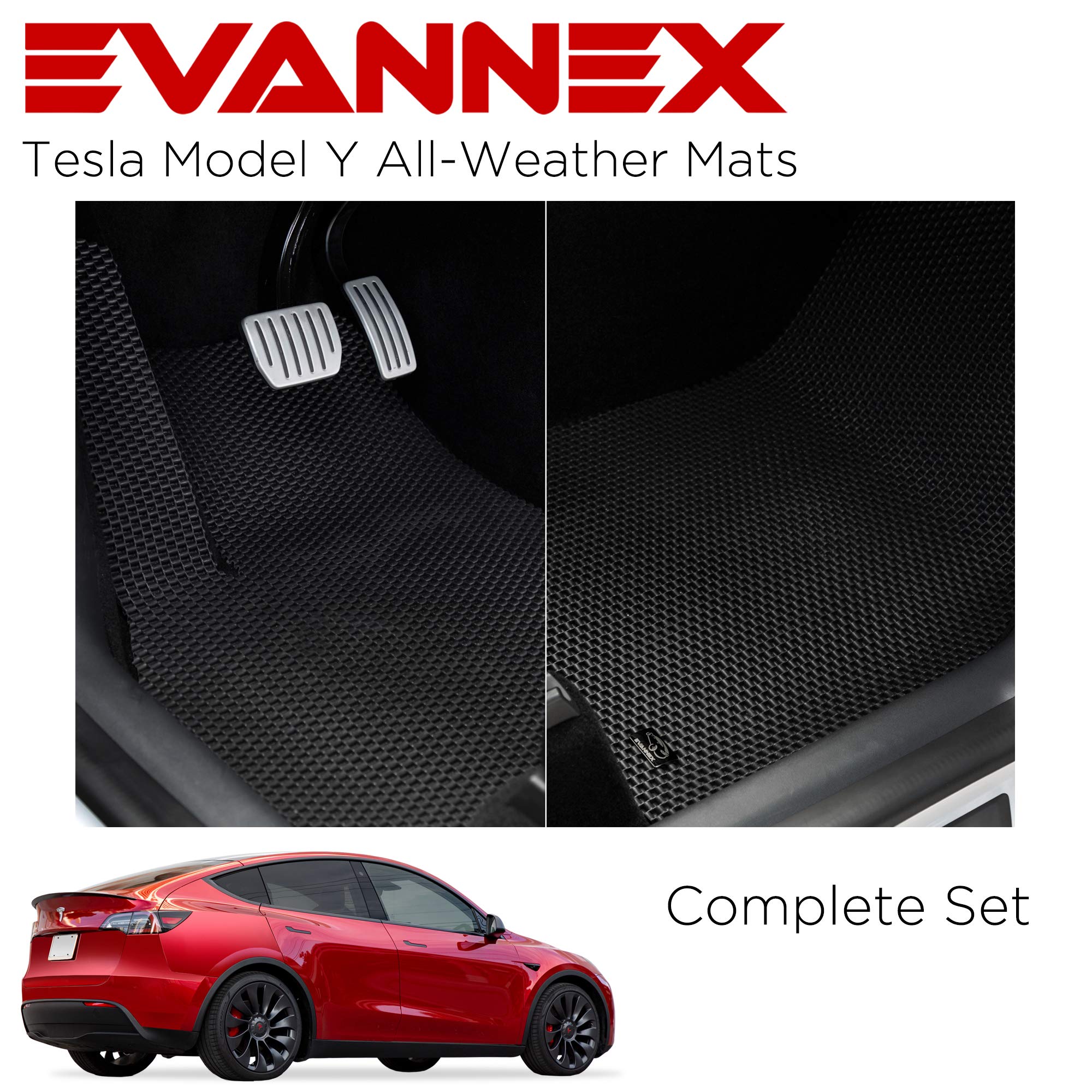 Premium EVANNEX All-Weather Floor Mats for Tesla Model Y - Heavy Duty Complete Set - Perfect for Road Trips, Daily Commutes & Outdoor Adventures